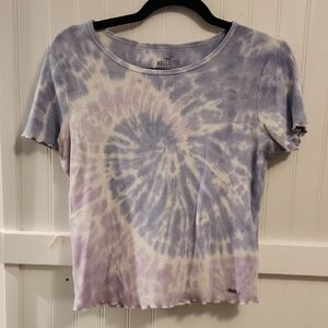 Hollister Purple Gray Crop Tee Relaxed Fit